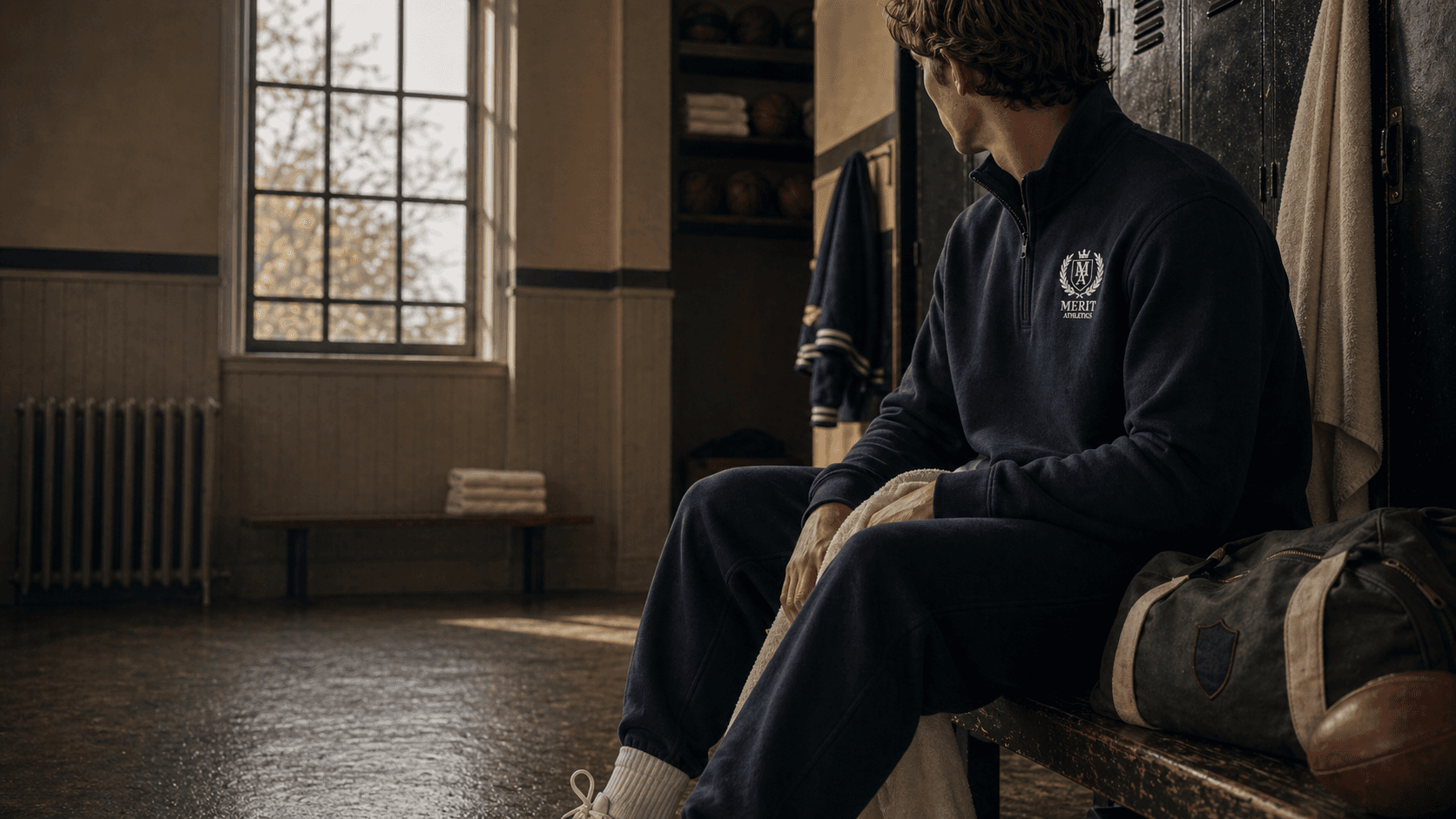 Merit Athletics quarter-zip recovery wear